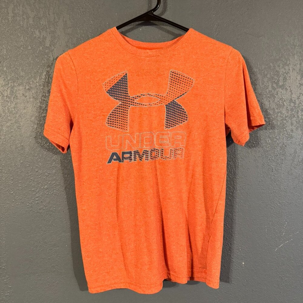 Youth Under Armour Orange with Navy logo Tee-Shirt Size 10/12(m)